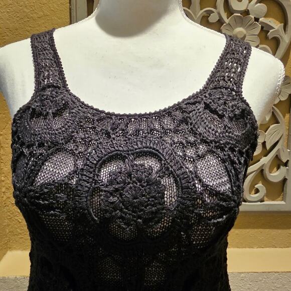 Sacred Trends Y2K Crochet Top S Black Grunge Goth Witchy Romantic Cottagecore - Picture 7 of 10